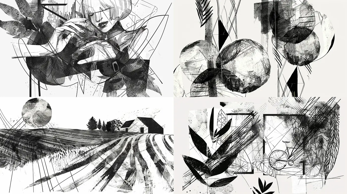 Contemporary Monochromatic Abstract Expressionism Fusion - Midjourney sref style