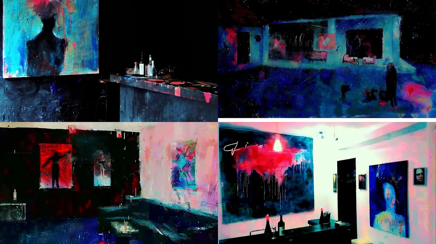 Nocturnal Elegance in Abstract Expressionism - Midjourney sref style