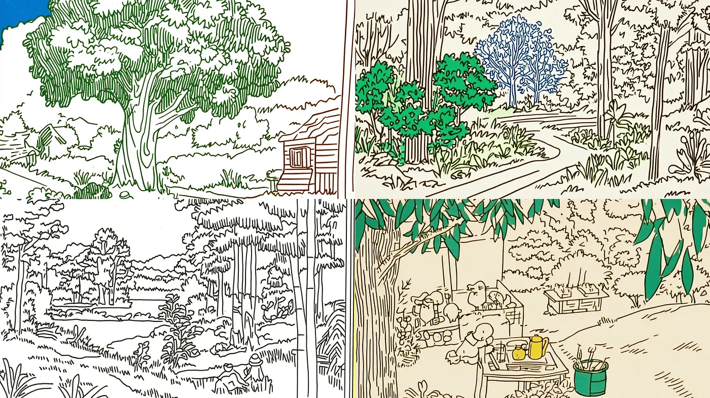 Consistent Rustic Illustration with a Hint of Nostalgia - Midjourney sref style
