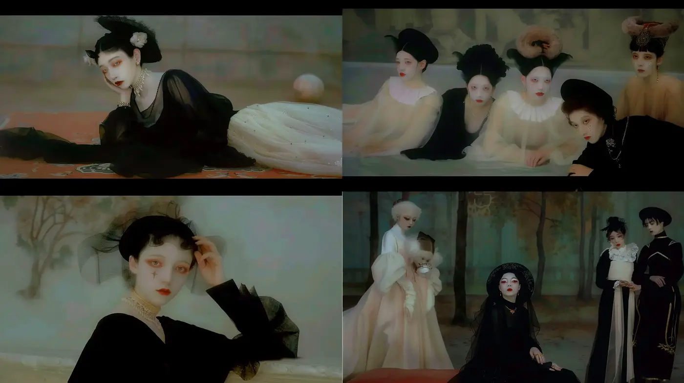 Ethereal Elegance in Muted Sepia: A Harmonious Blend of Neo-Classical and Surrealist Sensibilities - Midjourney sref style