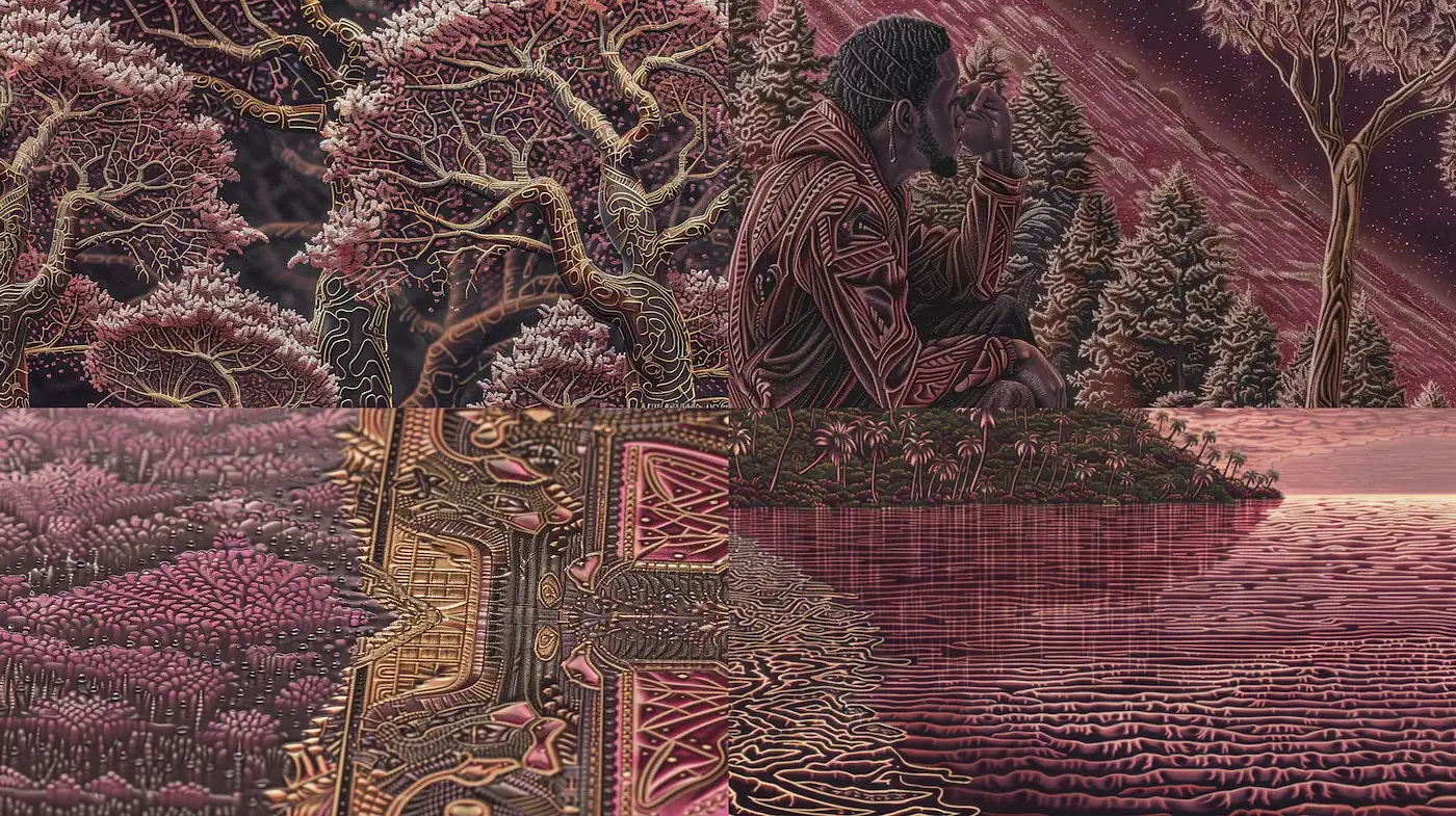 Ethereal Nature Perspectives with Intricate Textures - Midjourney sref style