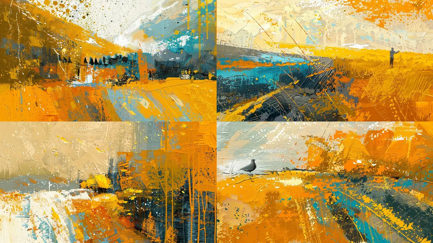 Abstract Expressionist Brushwork with a Warm and Dynamic Palette - Midjourney sref style