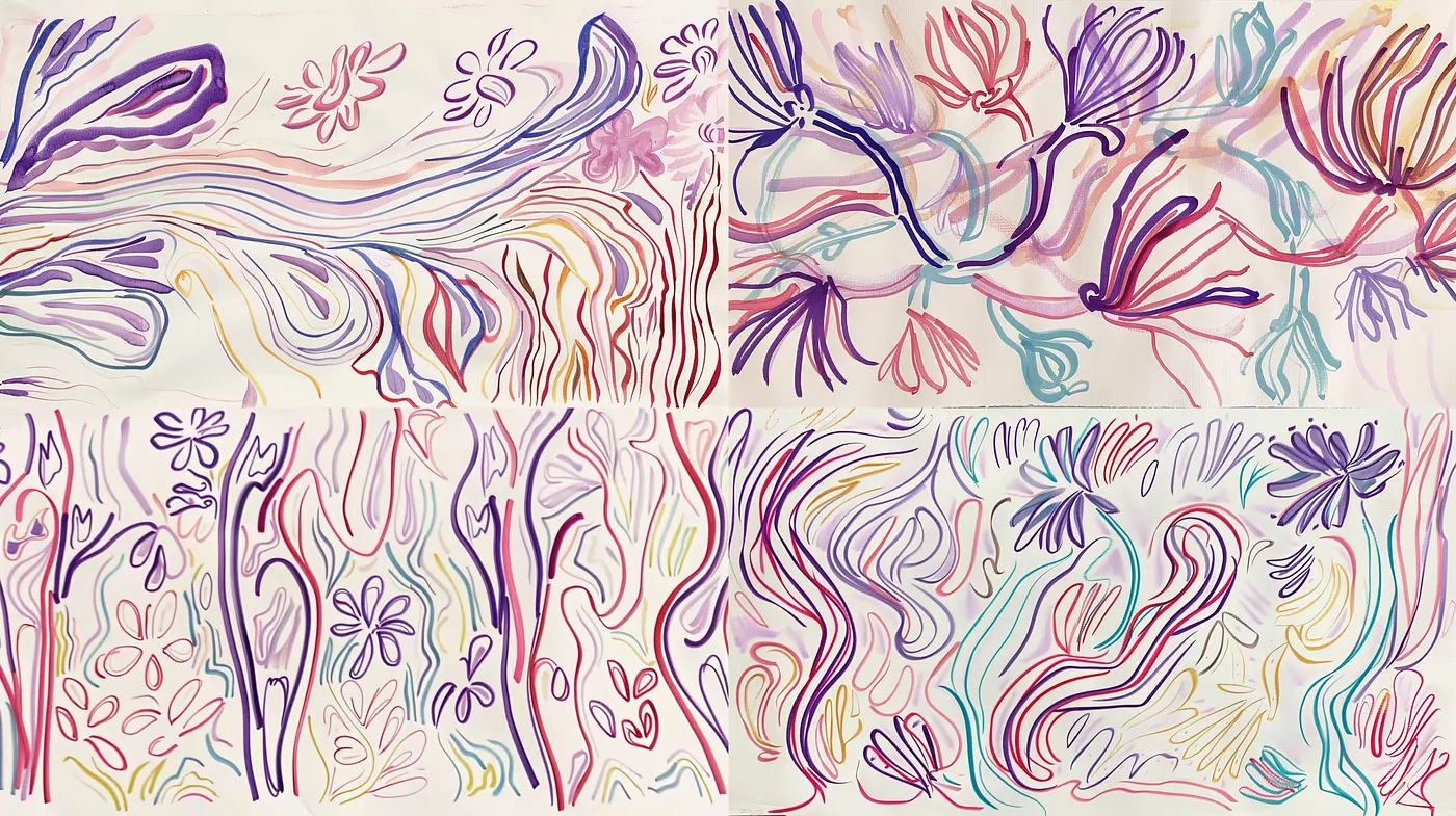 Synchronized Swirls and Whorls in Pastel Dreamscape - Midjourney sref style