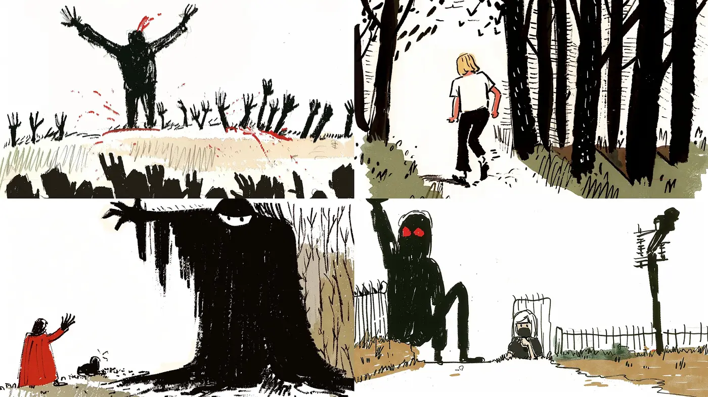 Eerie Tales of Dusky Hues: A Homage to Expressionist Shadow Play in Contemporary Illustration - Midjourney sref style