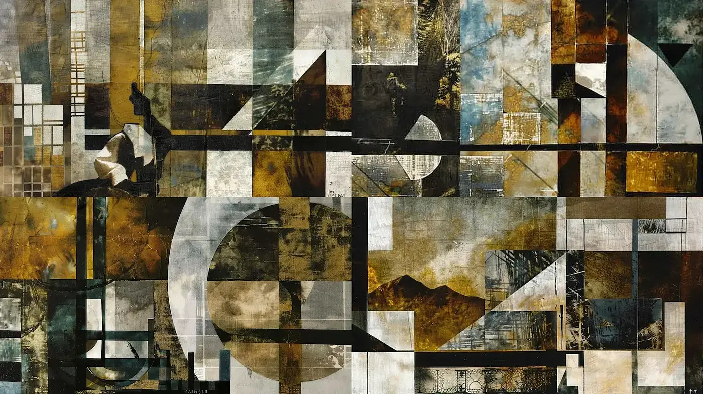 Abstract Geometric Composition with Vintage Aesthetic - Midjourney sref style