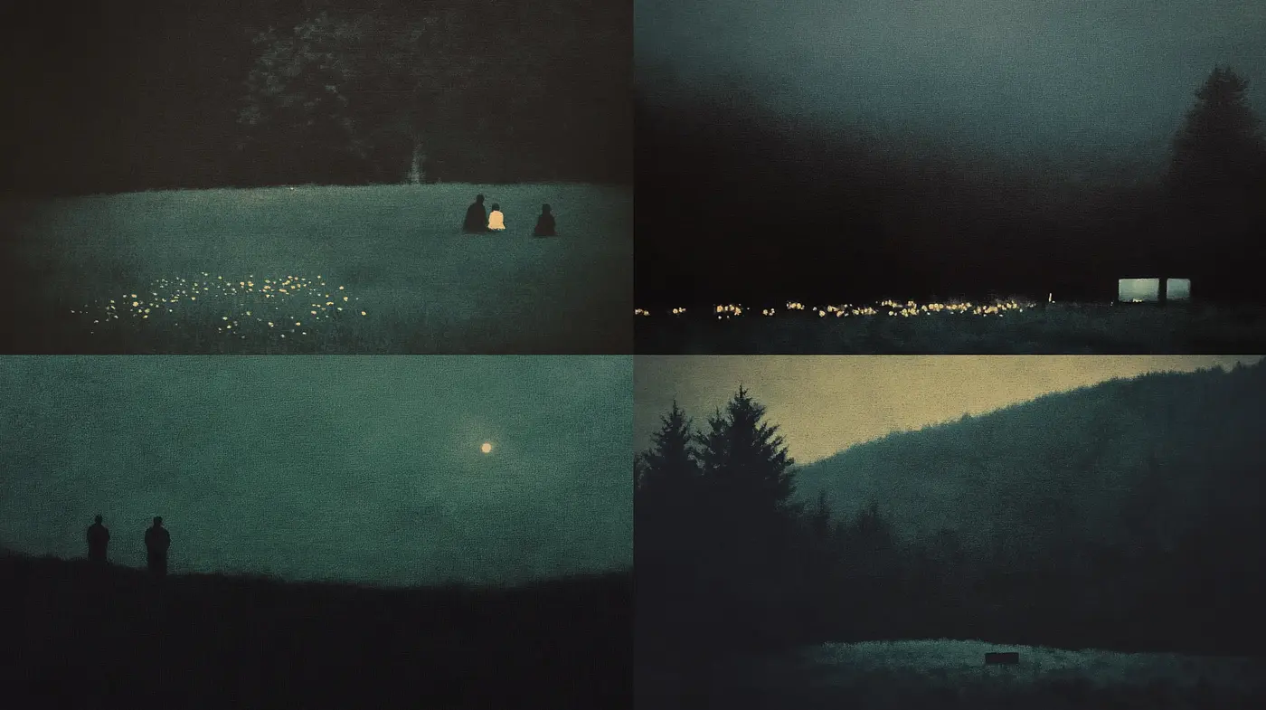 Enigmatic Shadows and Ethereal Moonlit Landscapes - Midjourney sref style
