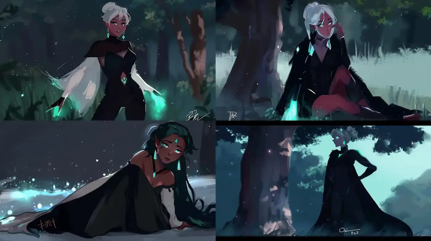 Enchanting Fantasy Character Design with Ethereal Elements - Midjourney sref style