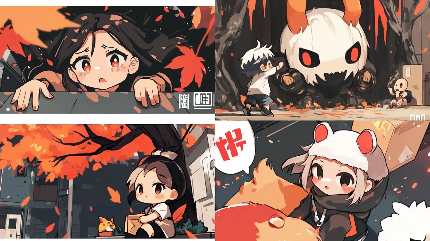 Whimsical Autumn Adventure in Anime Illustration - Midjourney sref style