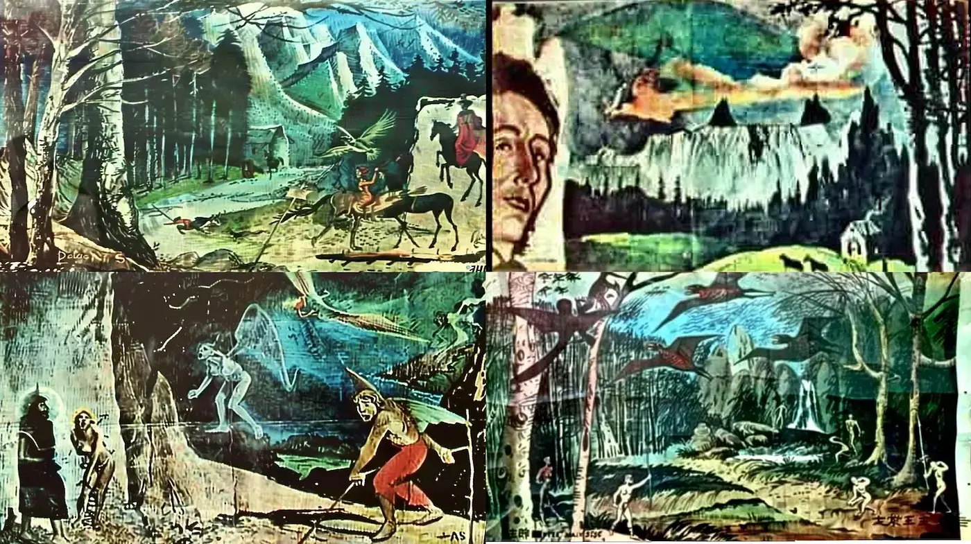 Mystical Forest Reverie in Surreal Hues - Midjourney sref style