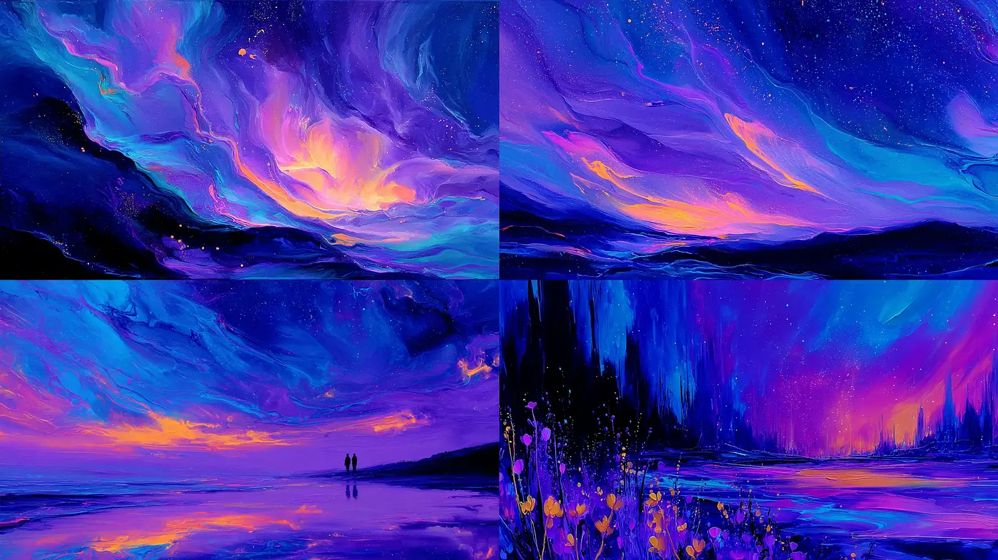 Dreamlike and vibrant celestial landscapes with surreal elements - Midjourney sref style