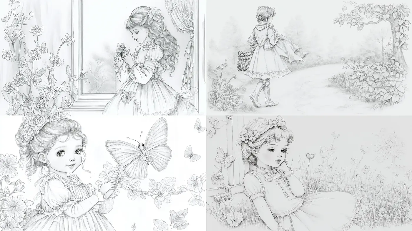 Enchanting Monochrome Vignettes of Childhood Innocence - Midjourney sref style