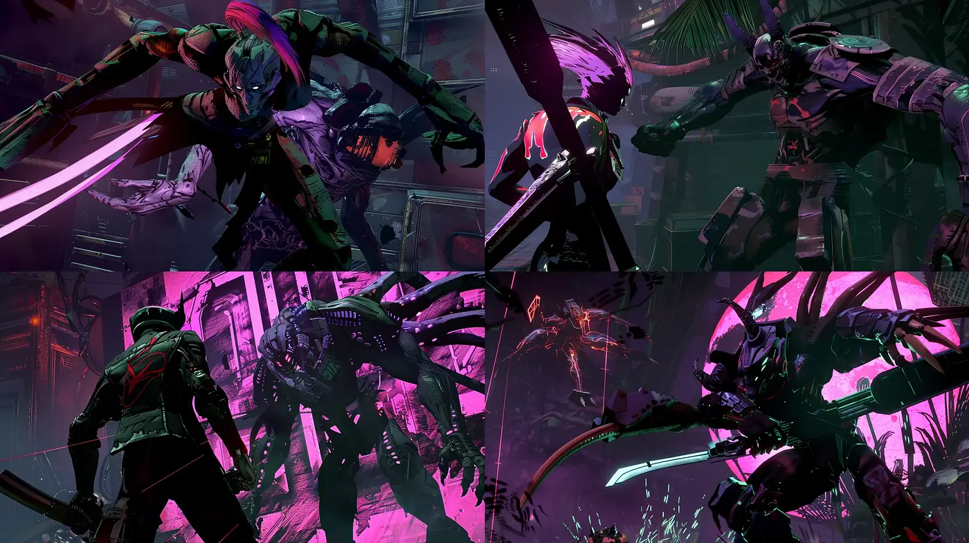 Neon-Drenched Cyberpunk Reimagining - Midjourney sref style
