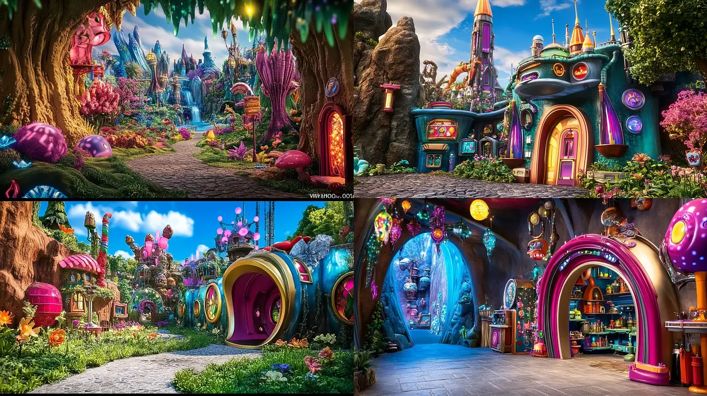 Vibrant Whimsical Fantasy in Enchanted Landscapes - Midjourney sref style