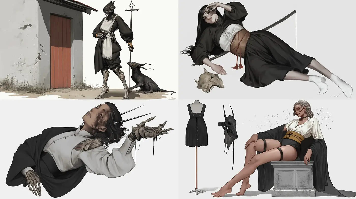 Sombre Elegance with a Surreal Touch - Midjourney sref style