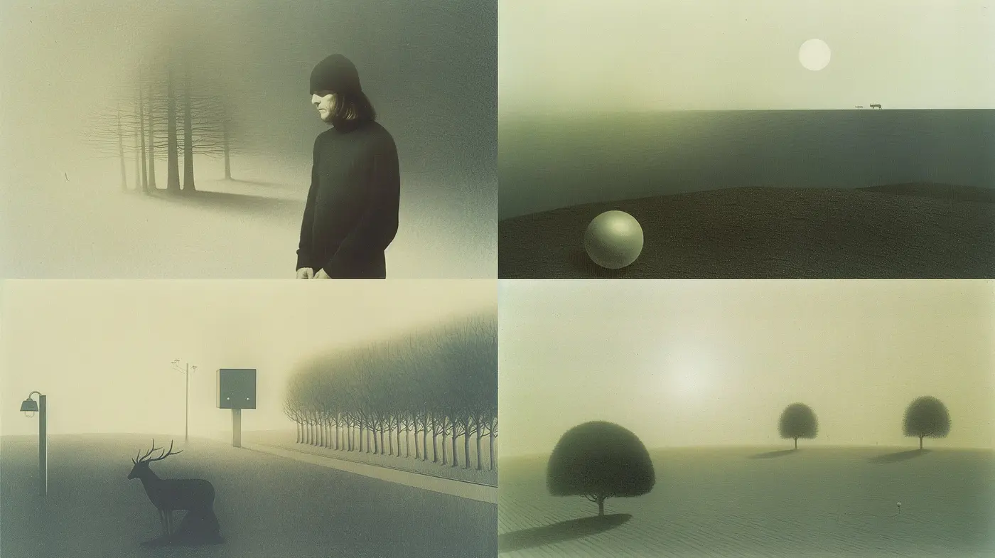 Ethereal Tones of Serenity: A Unified Study in Misty Landscapes and Dreamlike Tranquility - Midjourney sref style