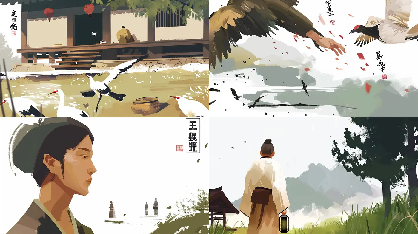 Ethereal Serenity in Brushstroke Harmony: A Melding of East Asian Influences with Contemporary Digital Art - Midjourney sref style