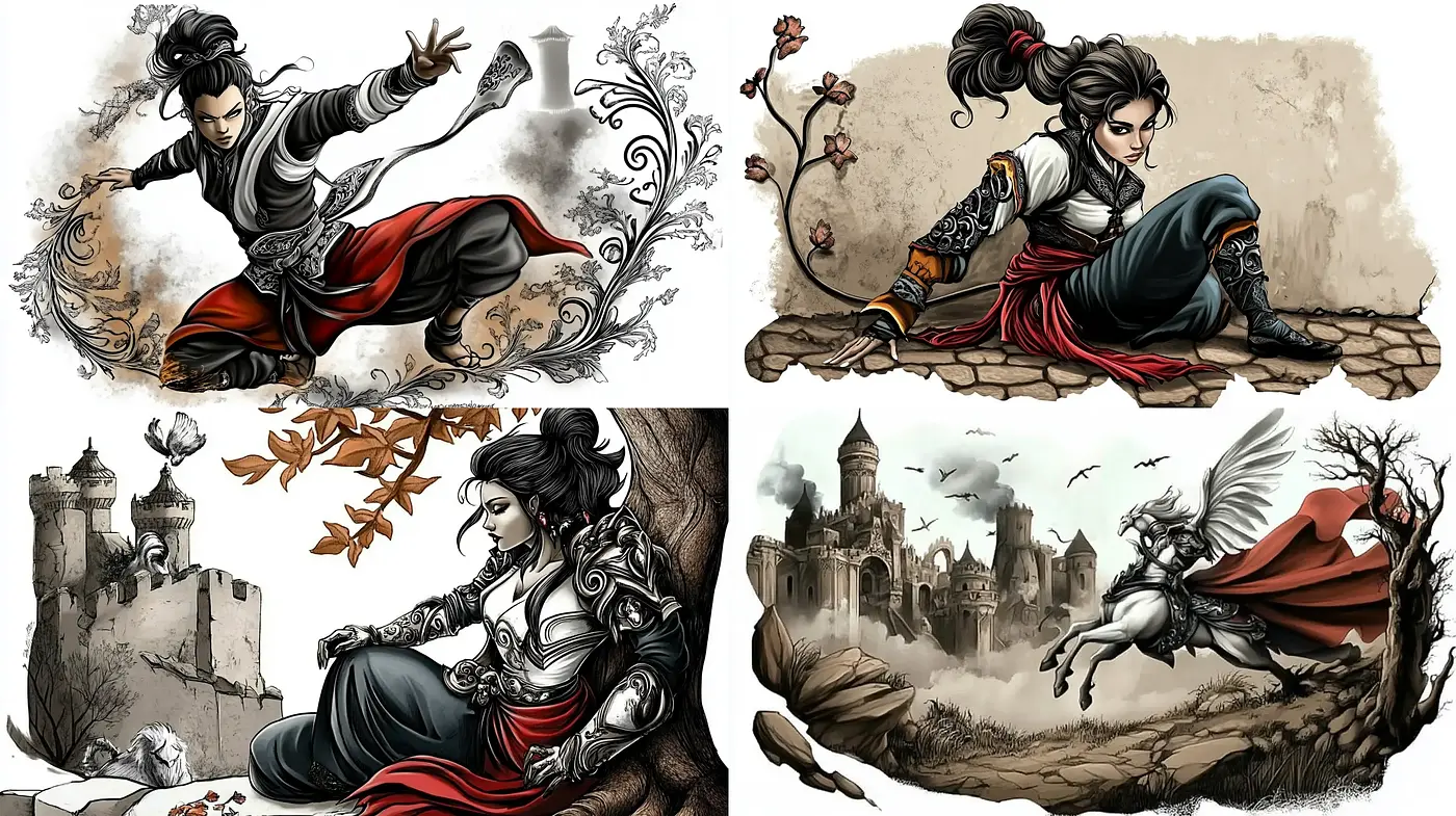 Ethereal Ink Wash Elegance with a Whimsical Fantasy Twist - Midjourney sref style