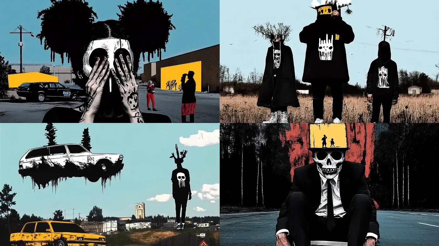Dystopian Surrealism with a Punk Graphic Novel Aesthetic - Midjourney sref style