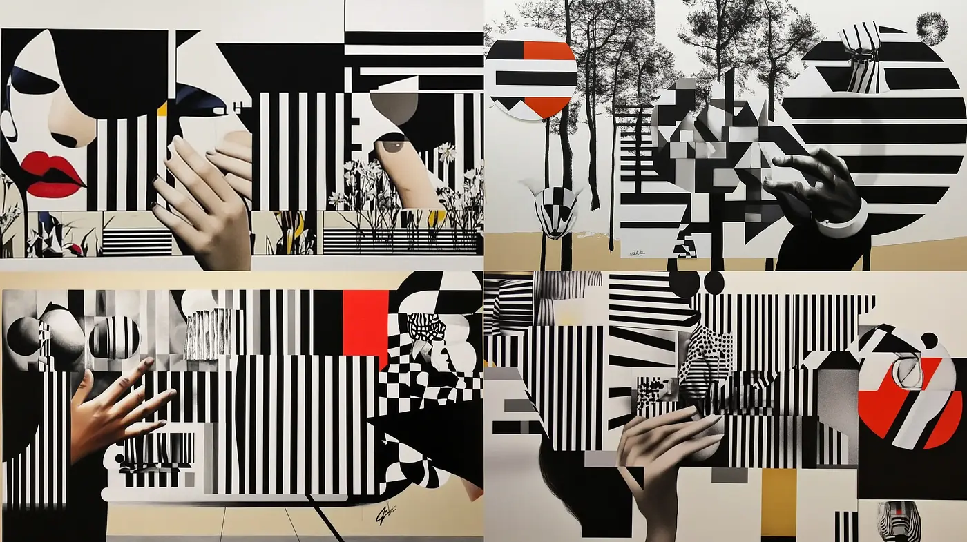 Monochromatic Geometric Interplay with Surreal Overtones - Midjourney sref style