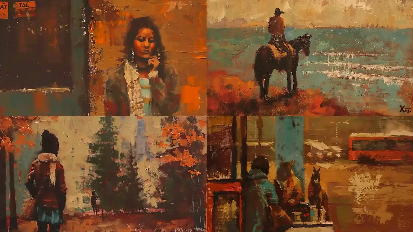 Warm and Textured Depictions of Everyday Life in an Atmospheric Style - Midjourney sref style