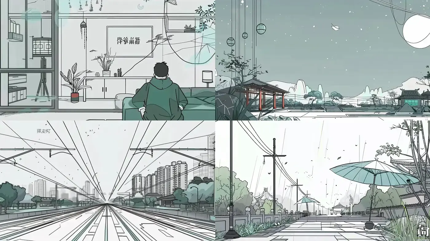 Cohesive Urban Aesthetic with Tranquil Natural Elements - Midjourney sref style