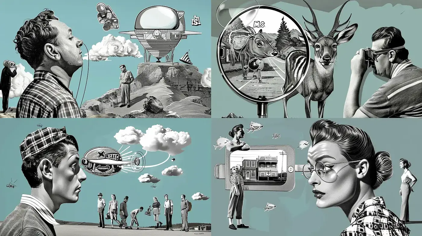 Retro Futuristic Dreamscapes in Monotone - Midjourney sref style