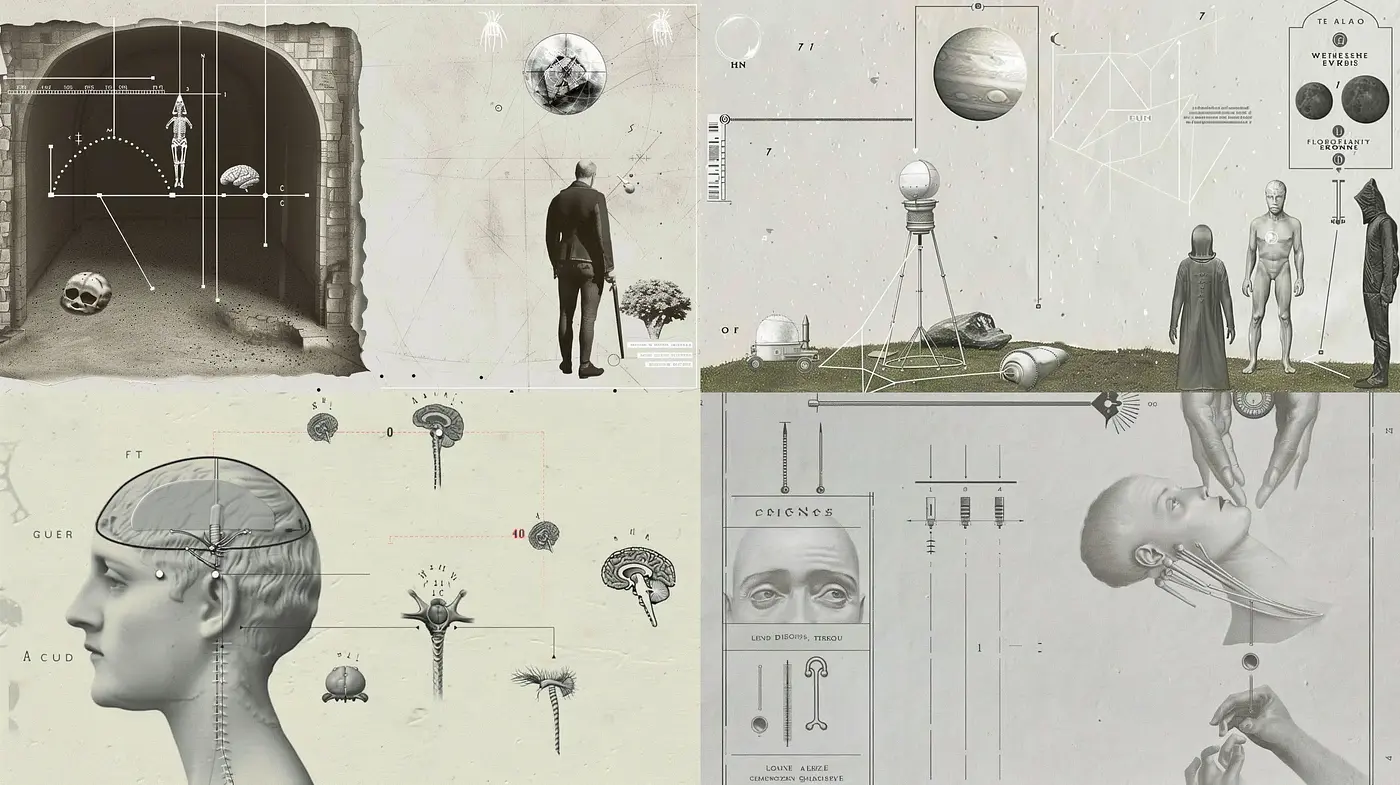 Surrealistic Scientific Dreamscapes with Vintage Undertones - Midjourney sref style