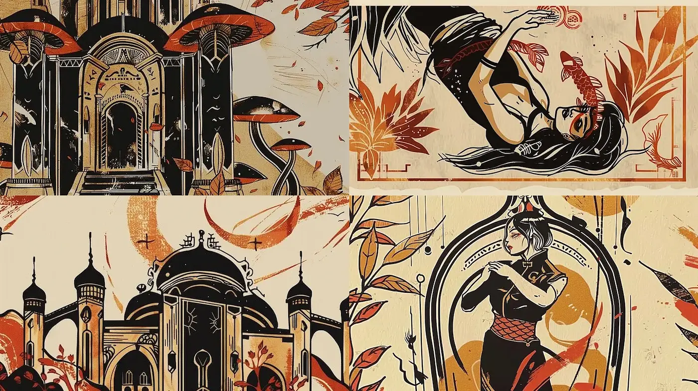 Richly Textured Illustrations with a Mystical Flair - Midjourney sref style