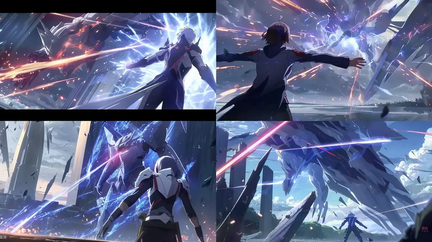 Dynamic and Ethereal Action Scenes with Futuristic Elements - Midjourney sref style