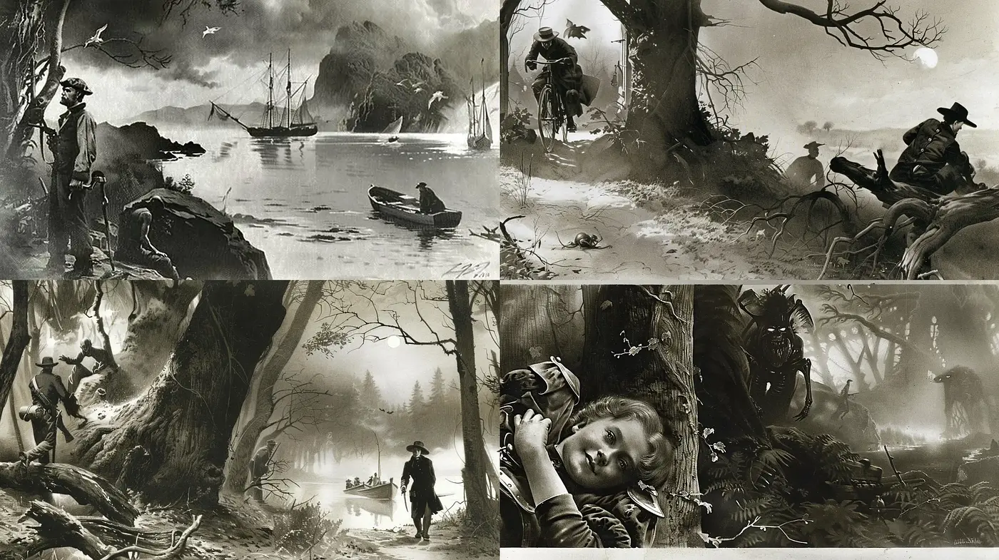 Monochromatic Dreamscape of a Gothic Elegy - Midjourney sref style