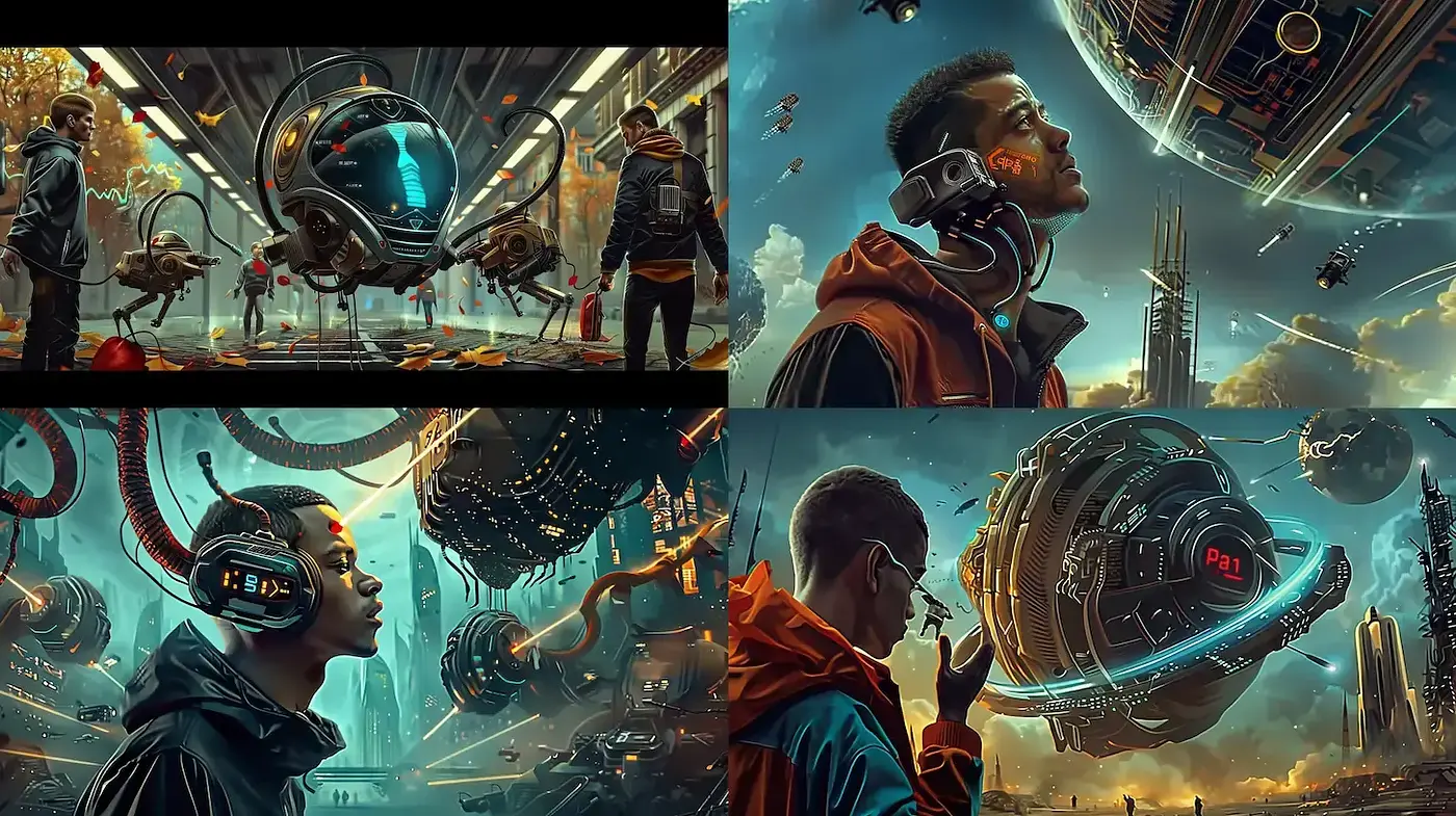 Futuristic Urban Dreamscape with a Lustrous Cybernetic Aesthetic - Midjourney sref style