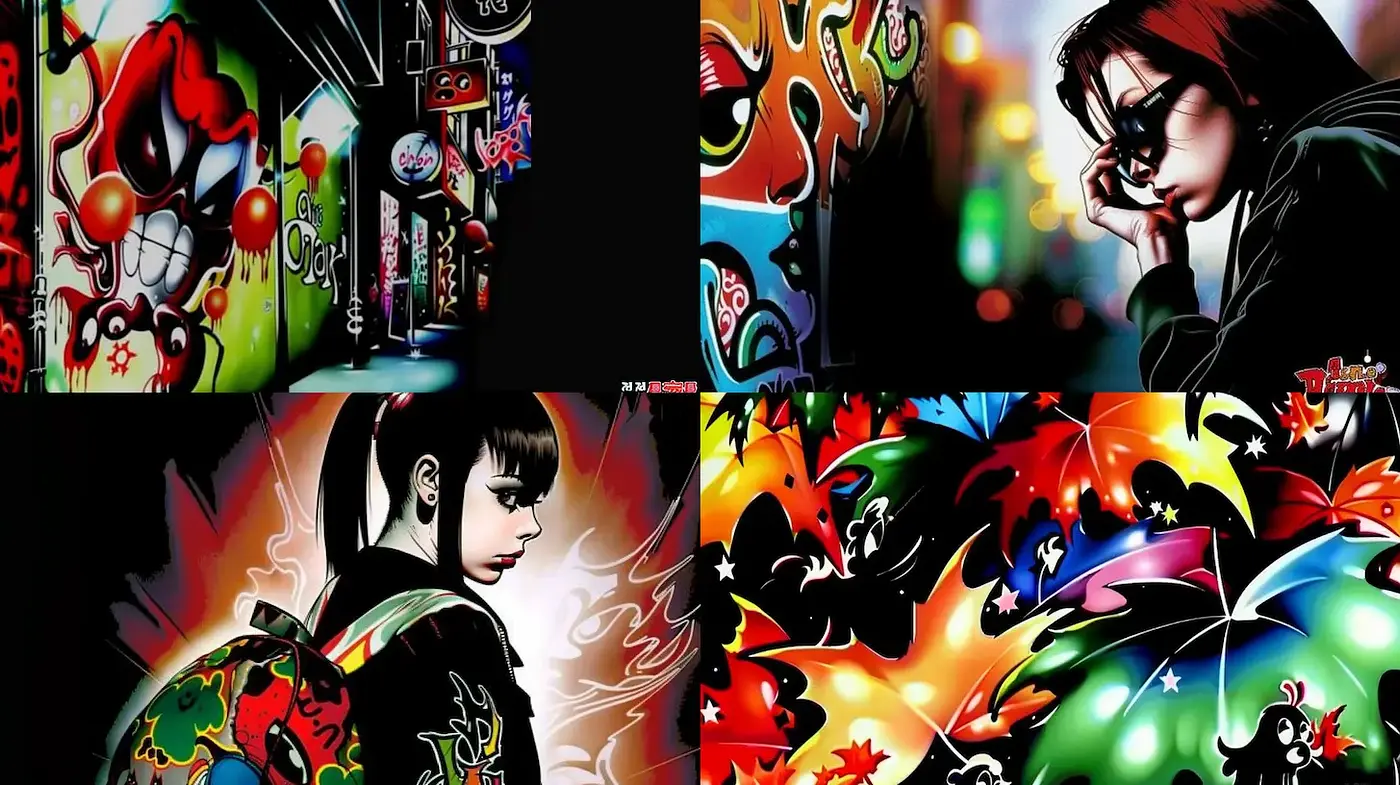 Dynamic Urban Aesthetic with a Colorful Street Art Influence - Midjourney sref style