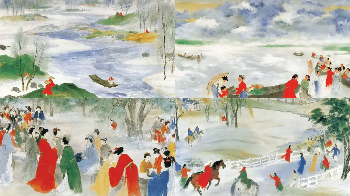 Lively and Expressive Landscape with Dynamic Human Scenes - Midjourney sref style