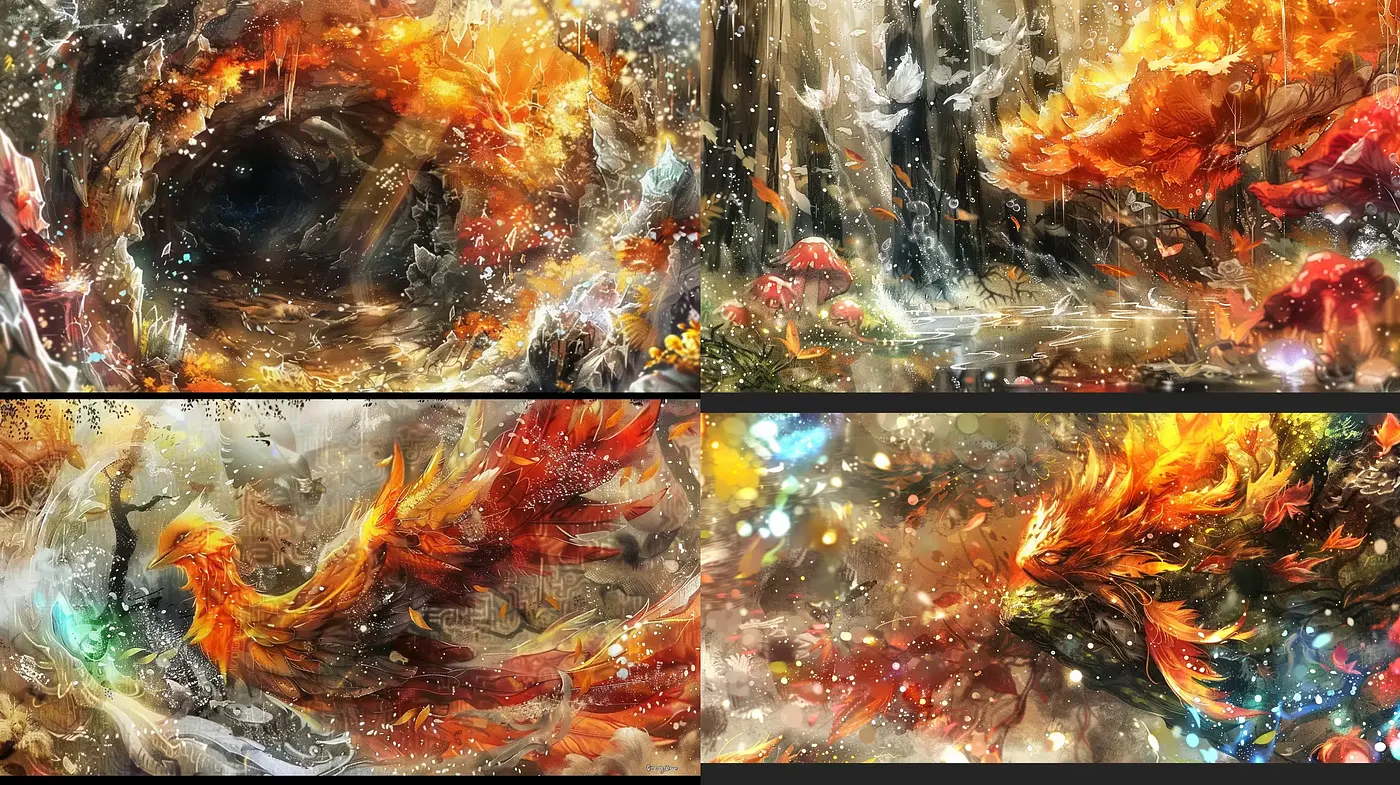 Ethereal Blaze of Expressive Brushwork - Midjourney sref style