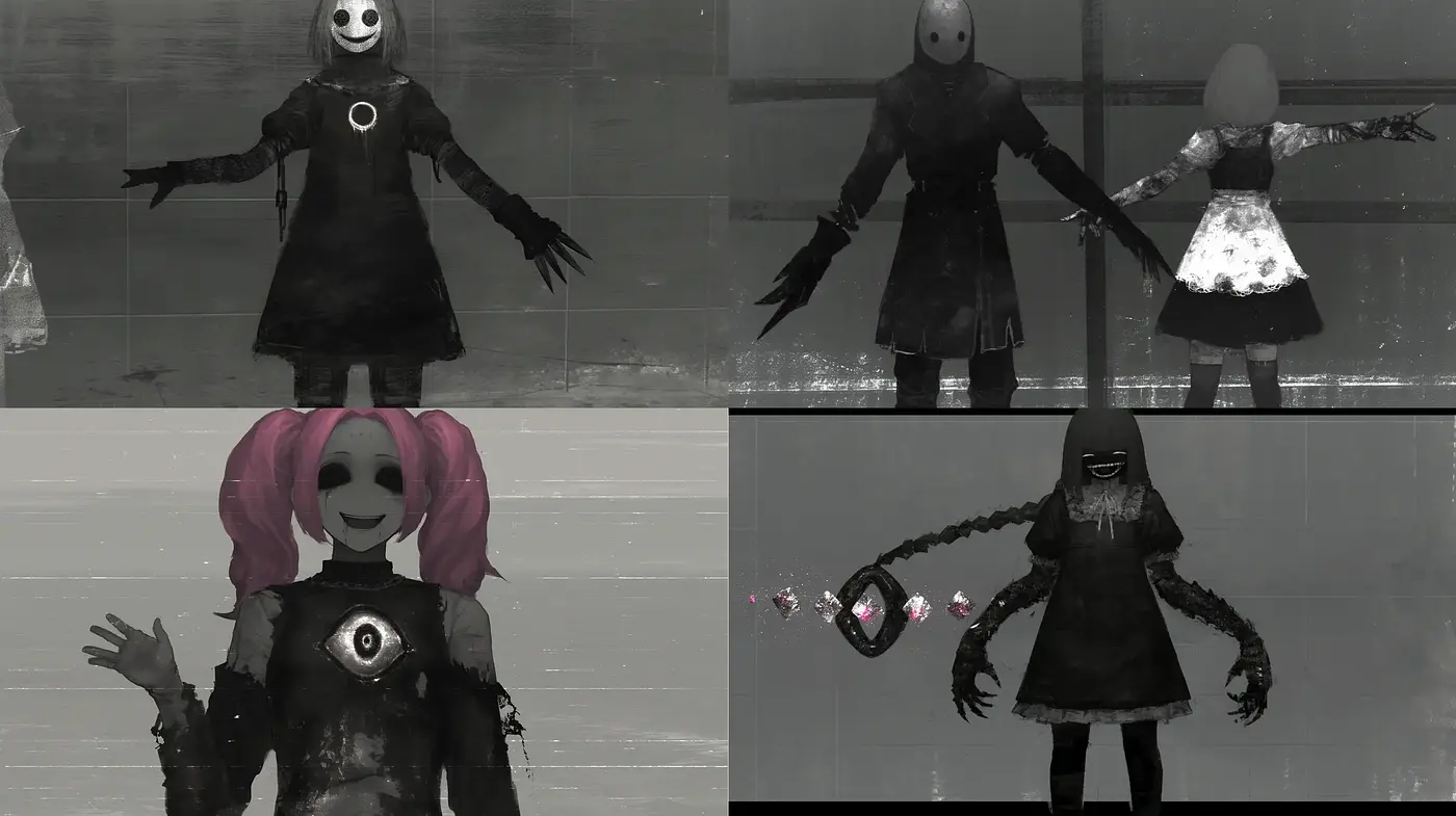 Monochromatic Gloom: Embracing the Abstract and Surreal through Stark Textures - Midjourney sref style