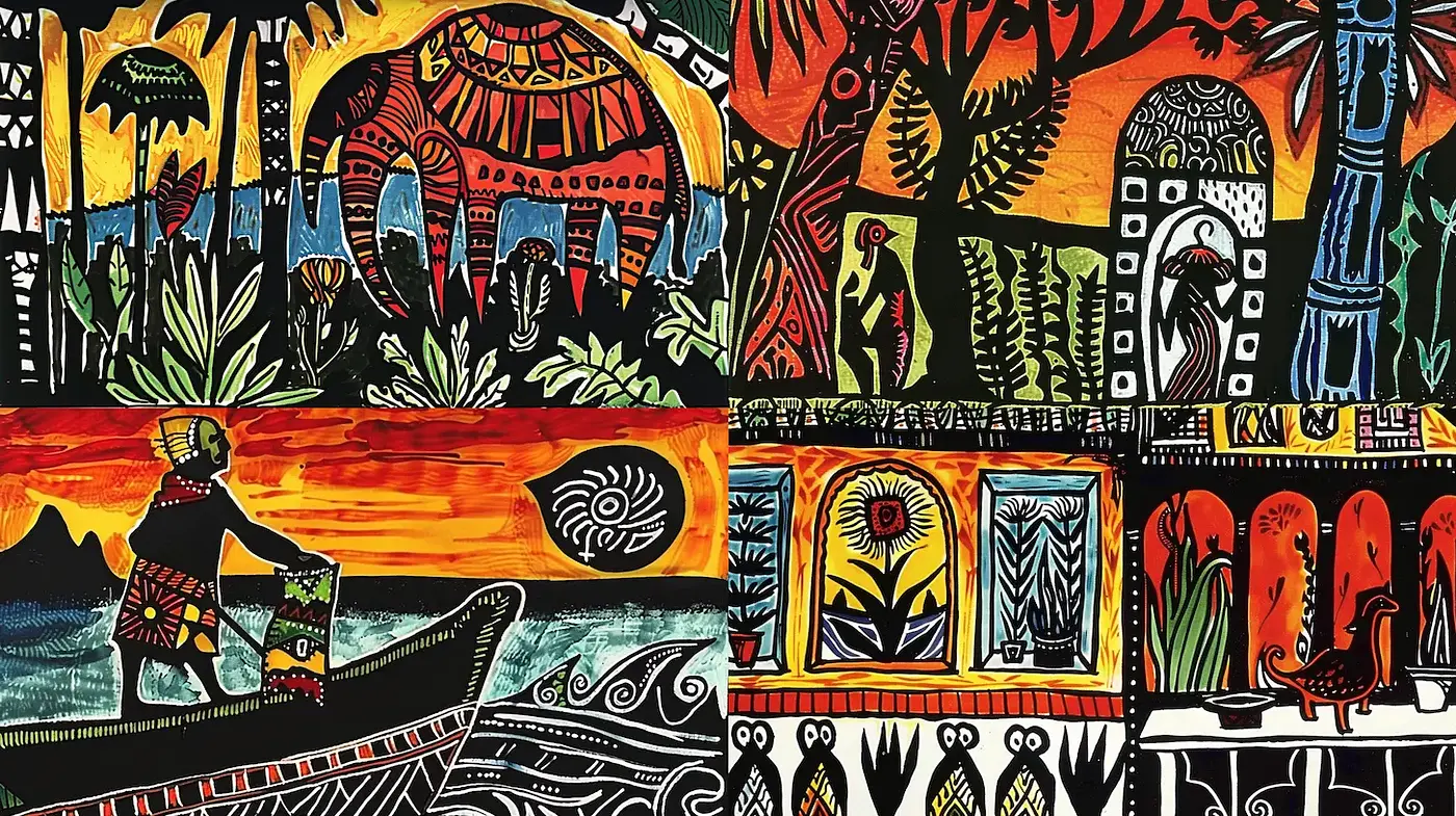 Vibrant and Expressive Folk Art with Strong Cultural Elements - Midjourney sref style