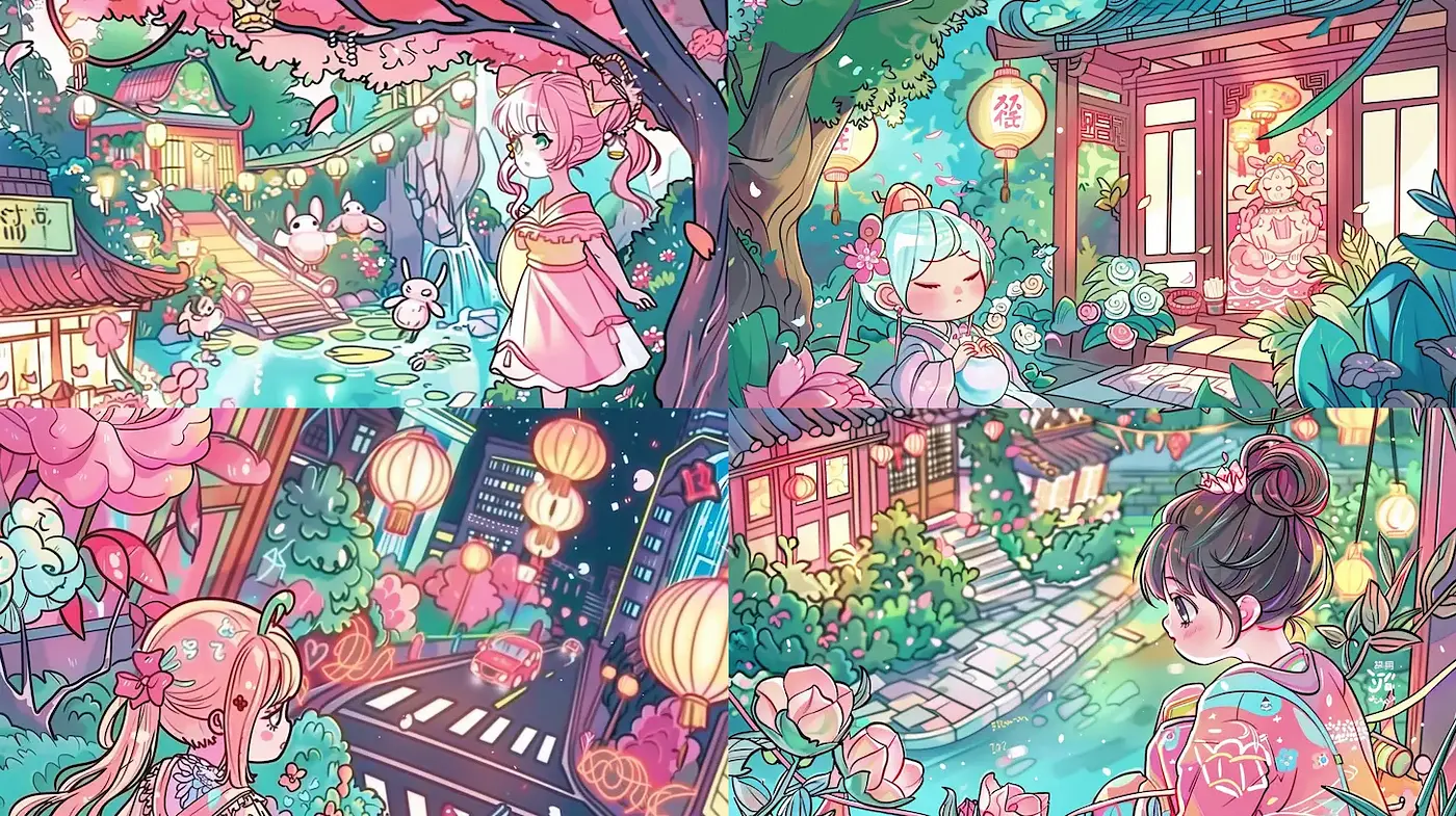 Whimsical Pastoral Dreamscape with Soft Colors and Detailed Textures - Midjourney sref style