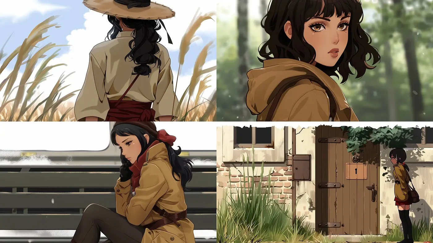 Consistently Refined Earthy Anime-Inspired Digital Illustrations - Midjourney sref style