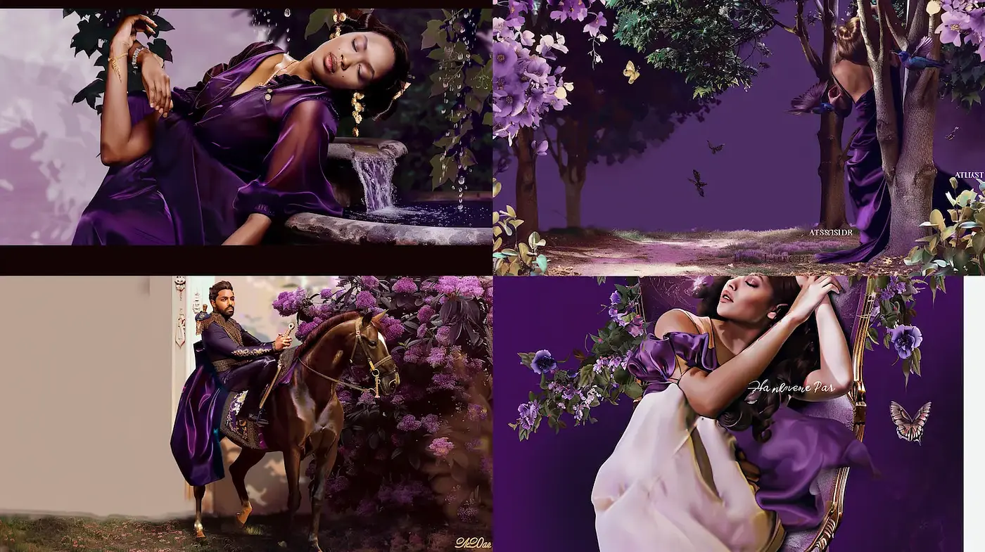 Lush and Ethereal Imagery with a Touch of Regal Elegance - Midjourney sref style