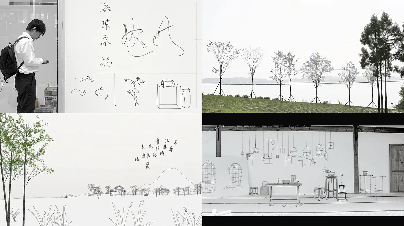 Monochromatic Ink-Wash Elegance with Contemporary Minimalism - Midjourney sref style