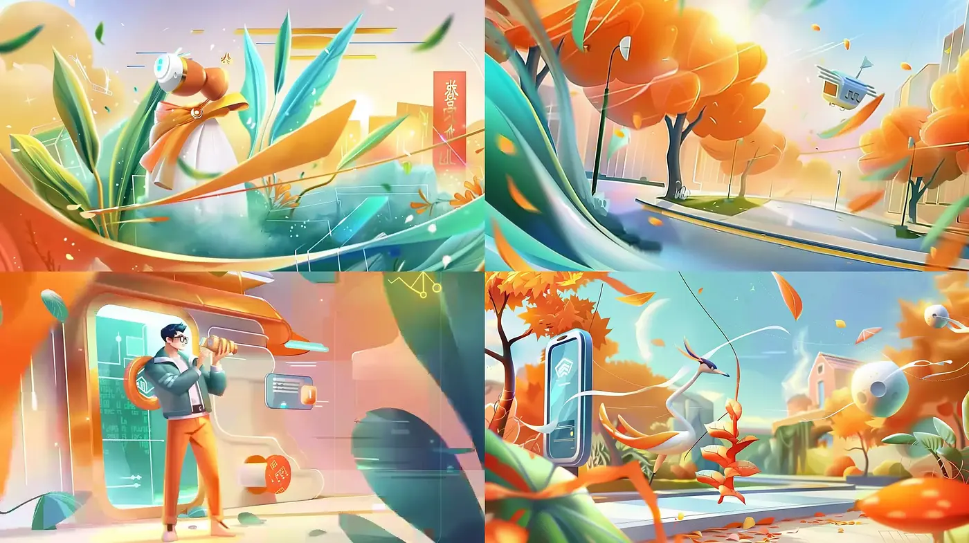 Vibrant Dreamlike Vistas with a Surreal Futuristic Twist - Midjourney sref style