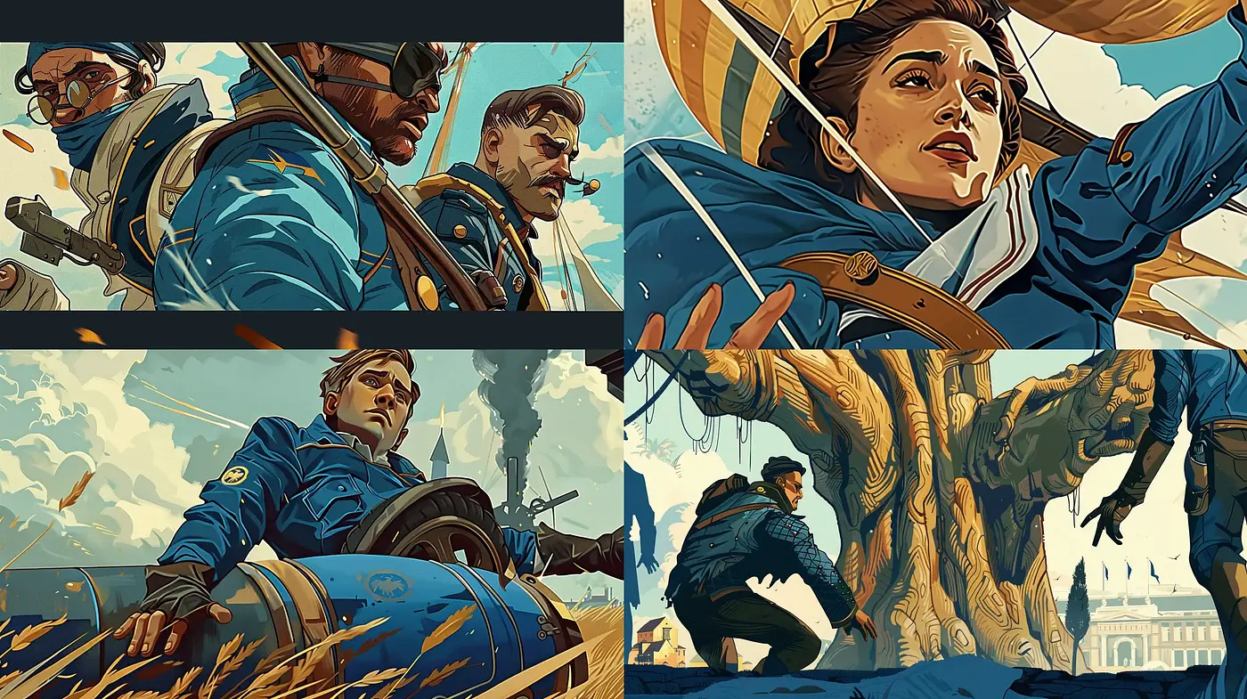 Dynamic Vintage Aviation Adventure - Midjourney sref style