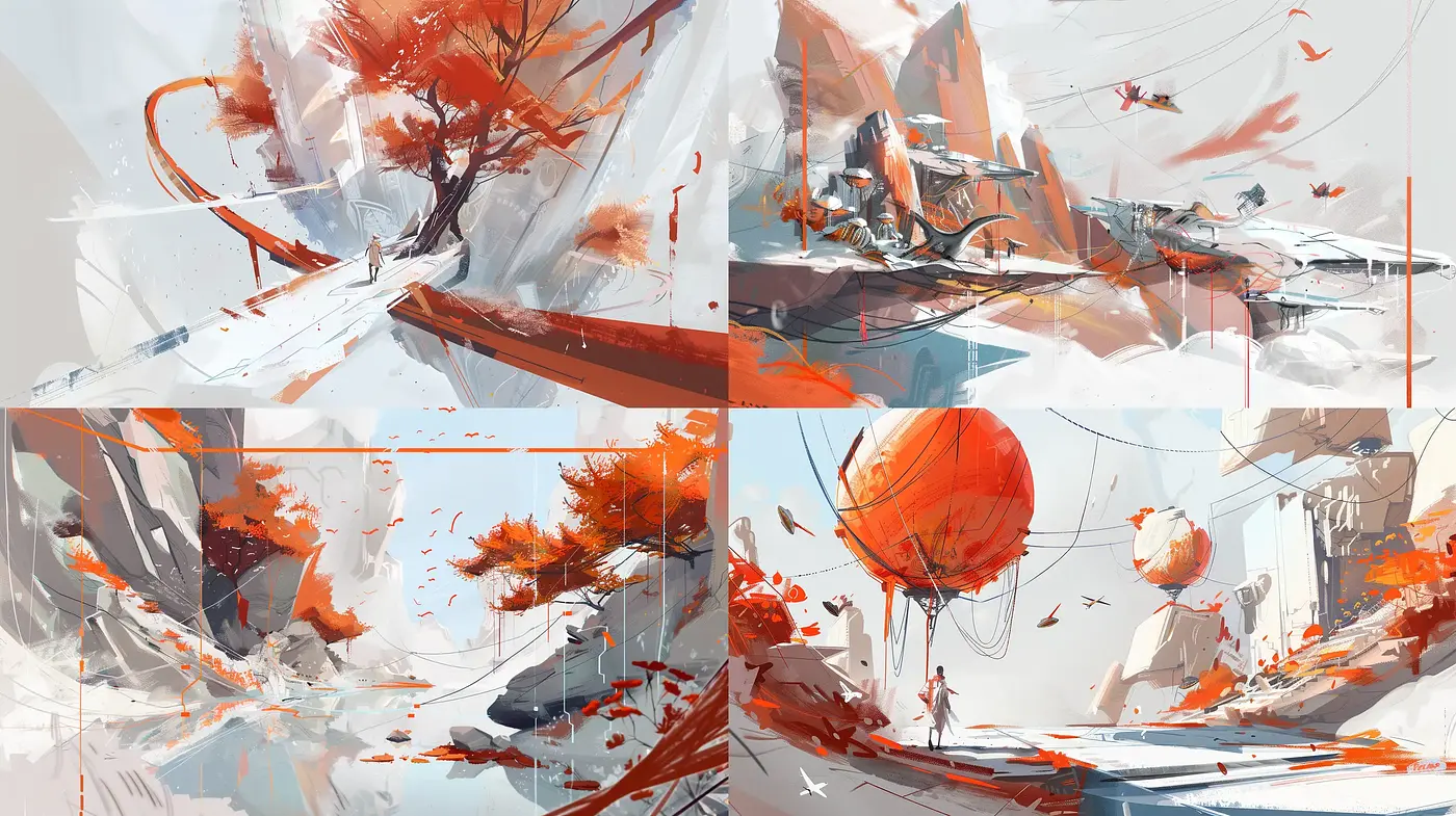 Ethereal Brushwork and Tangerine Whispers - Midjourney sref style