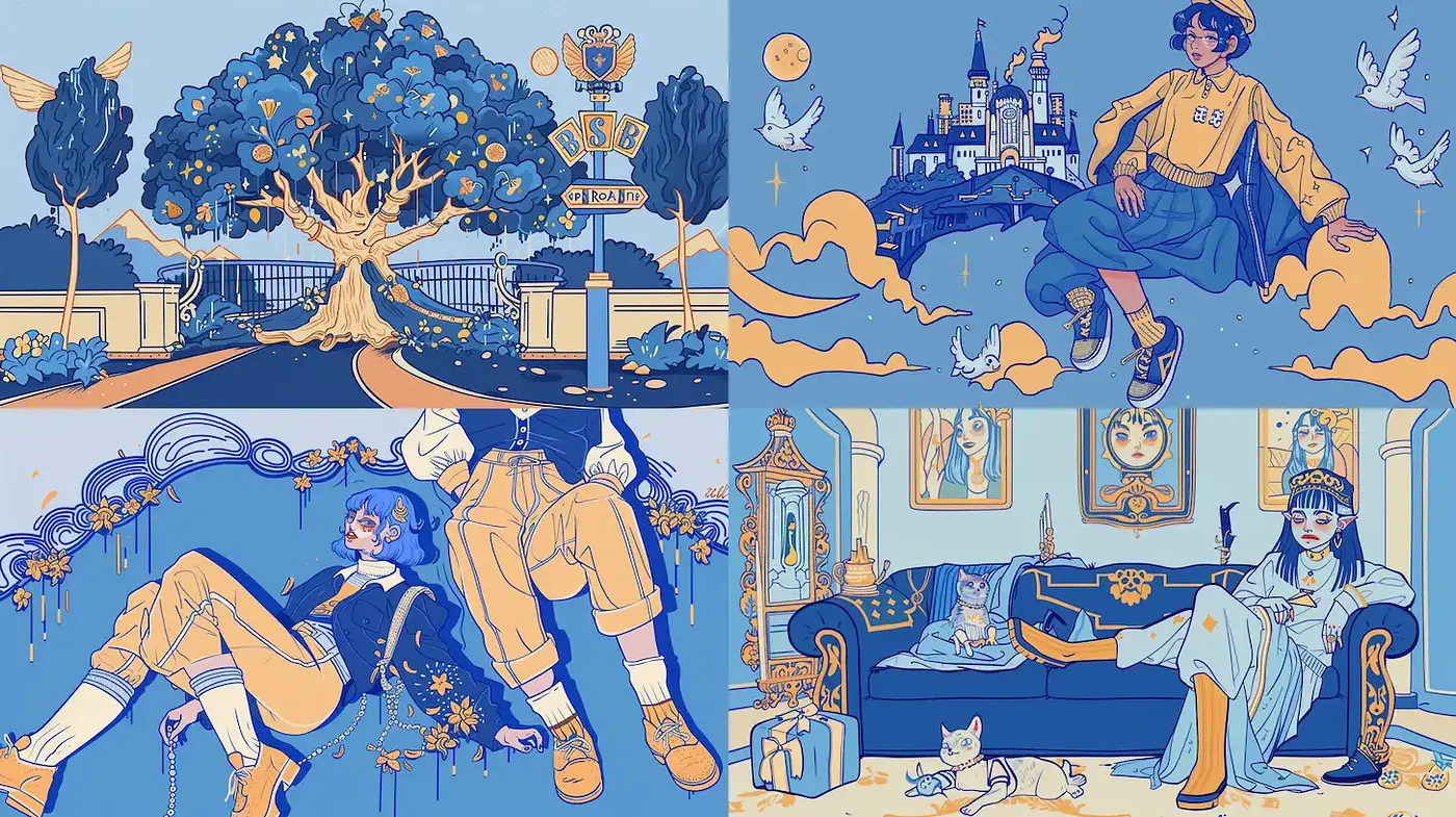 Whimsical Harmony with a Nostalgic Touch and Delicate Textures - Midjourney sref style