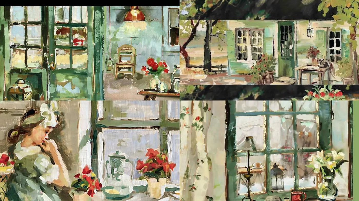 Harmonious Blend of Nature and Tranquility in Brushstroke Serenity - Midjourney sref style