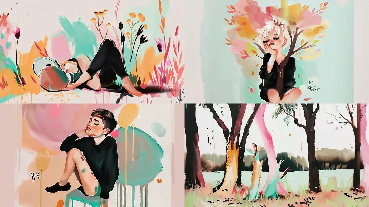 Whimsical Brushstrokes of Pastel Dreamscapes - Midjourney sref style