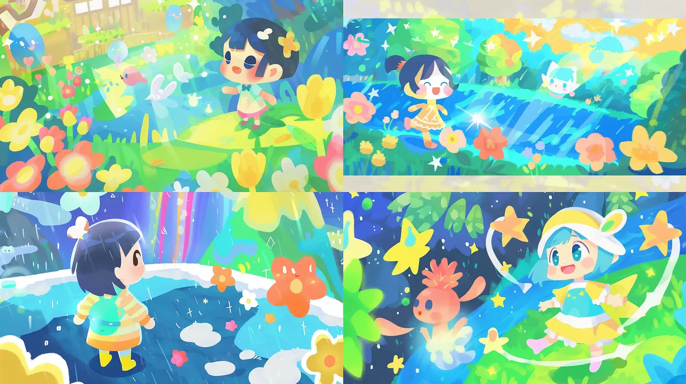 Cheerful Whimsy in Pastel - A Consistent Celebration of Playful Anime Aesthetics - Midjourney sref style