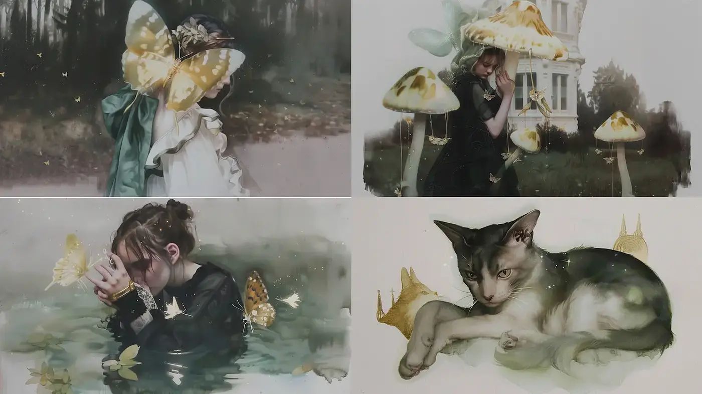 Dreamlike and ethereal imagery with whimsical elements - Midjourney sref style