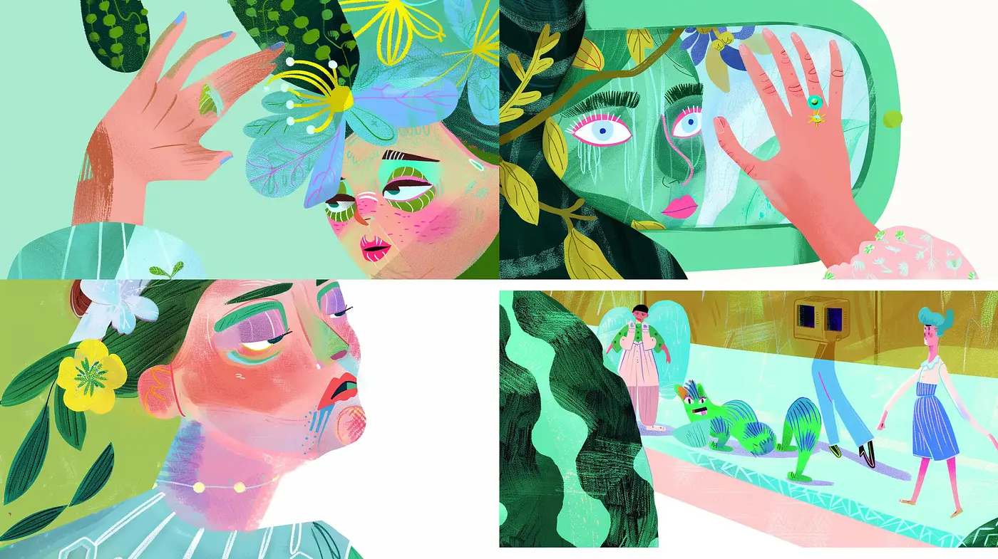 Whimsical Botanical Reverie in Pastel - Midjourney sref style