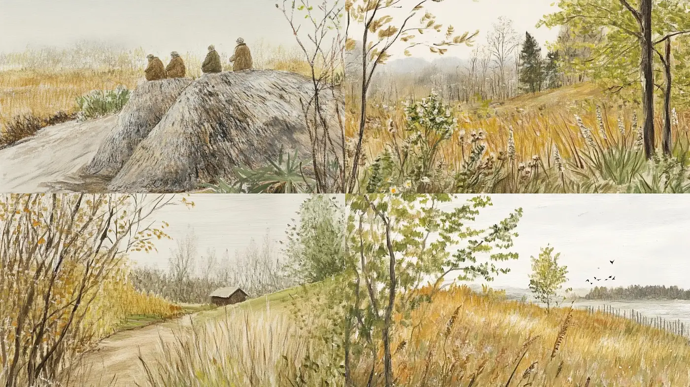 Rustic Elegance In Nature's Serenity: A Harmonious Blend of Earth Tones and Fine Detailing - Midjourney sref style